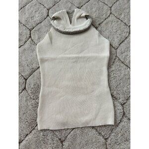 DAIMARAN Milano Tank Top White  Diamond-Studded Halter Sleeveless Size OZ